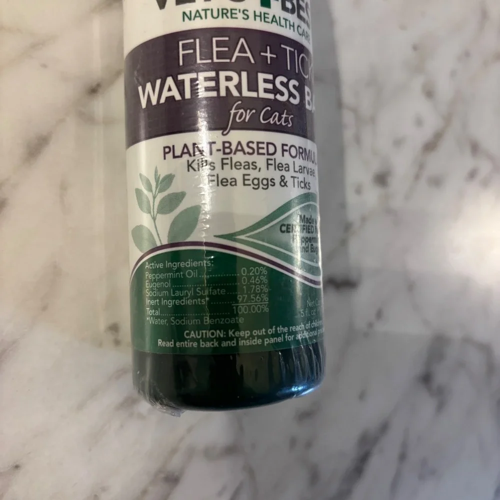 New Vet's Best Flea Tick Waterless Bath For Cats 5 oz Plant Based‎ Formula